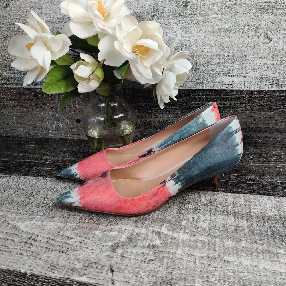 Charles David leather tye dye kitten heels